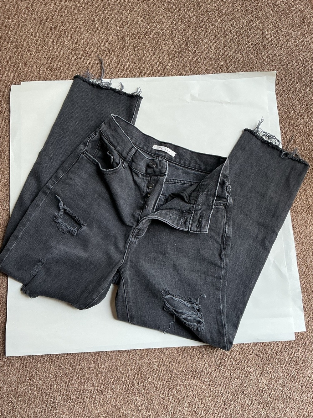 PacSun Black Straight Leg Distressed Jeans